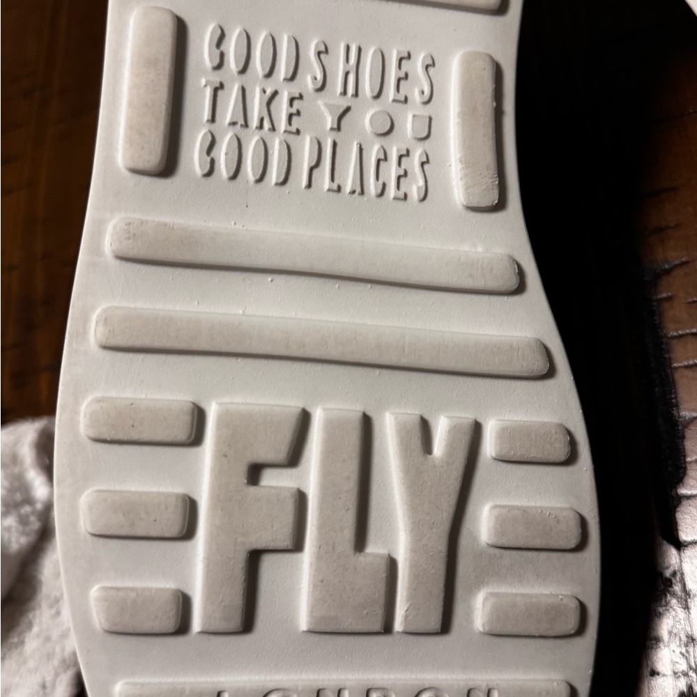 Fly London Black and White Platform Slip-Ons - Picture 9 of 12